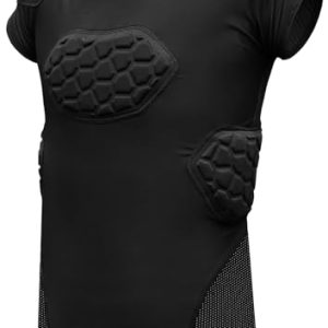 Elite 6-Pad Adult Padded Football Shirt with Chest, Shoulder, Ribs & Spine Protection, Mens Football Padded Compression Shirt