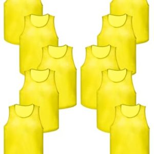 12 Pack Pro Training Pinnies for Youth & Adult Mesh High-Vis Scrimmage Vests for Soccer, Basketball, Volleyball Teams