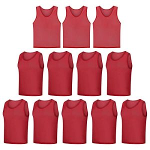 12 Pack Scrimmage Vest/Team Training Jerseys/Sports Pinnies/Practice Jerseys/Soccer Bibs with Carry Bag