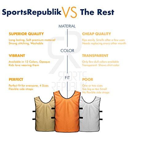 41iehRP-qWL.jpg Pinnies Scrimmage Vests for Kids, Youth and Adults (12-Pack) - Soccer Pennies