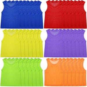 48 Pcs Pinnies Scrimmage Vests Sports Team Mesh Practice Jersey for Youth Kids Basketball Football Soccer