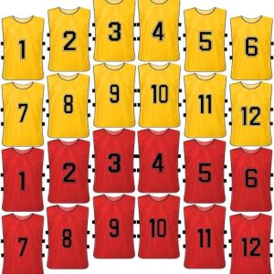 24 Pcs Numbered Practice Vests Scrimmage Soccer Pinnies Traning Jerseys Team Sports Bibsfor Youth and Adult(Large)