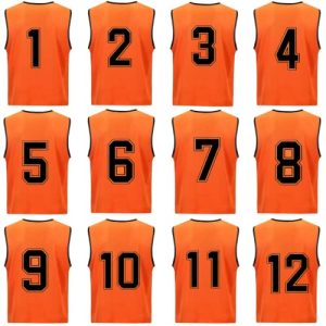 Soccer Sports Team Practice Pinnies Scrimmage Training Mesh Vests with Number-12 pcs Pack