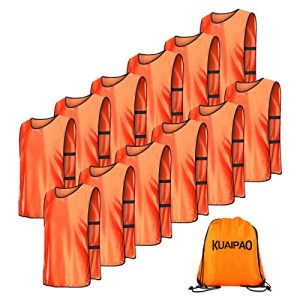 12 Pieces Soccer Pinnies Scrimmage Vest Team Practice Jerseys Sports Pinnies With Free Carry Bag