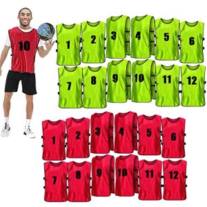 24 Pcs Soccer Practice Vest, Lightweight Numbered Soccer Team Pennies Soccer Lacrosse Training Sport Supplies Scrimmage Vests