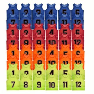 51bZ1rPyK1L.jpg 48 Pcs Youth Scrimmage Vests Soccer Pinnies for Sports Youth Kids Practice Jersey Basketball Training Pennies