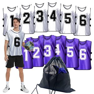 Sports Pinnies-Numbered Practice Vest Pennies for Soccer Basketball Jersey Bibs -Set of 12/Youth Adults Team
