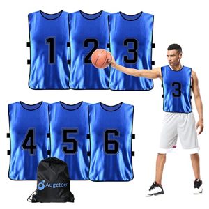 51scUl7oSyL.jpg Numbered Soccer Pennies, Scrimmage Vest Sports Pinnies, Team Practice Pinnies, Soccer Bibs Training Vest for Adult Youth 6pcs