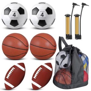 51vedJiD9aL.jpg 6 Pcs Sport Balls Set for Kids Teens, Include Official Size Basketball Football Soccer Ball with Sport Equipment Bags and Pumps