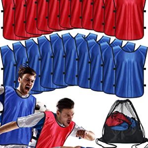 51wbR3YI-IL.jpg 24 Packs Pennies Scrimmage Vests Blue Red Training Practice Vests for Youth Adults Soccer Basketball